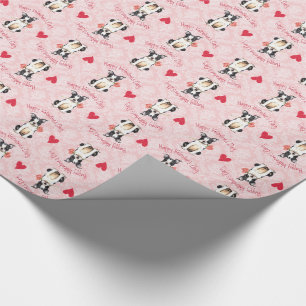 Papier Cadeau Valentine Rose Boston Terrier