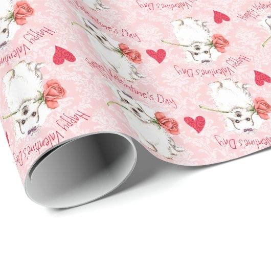 Papier Cadeau Valentine Rose maltais (Coin rond)