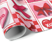 Papier Cadeau Valentine’s Day Wrapping Paper Pink & Red Elements (Coin rond)