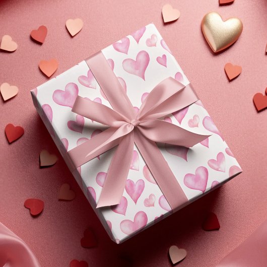 Papier Cadeau Valentine’s Day Wrapping Paper with Pink Hearts 