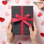 Papier Cadeau Valentine Smooth Noir moderne Typographie simple