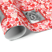 Papier Cadeau Valentines Boxer Chien Coeurs (Coin rond)