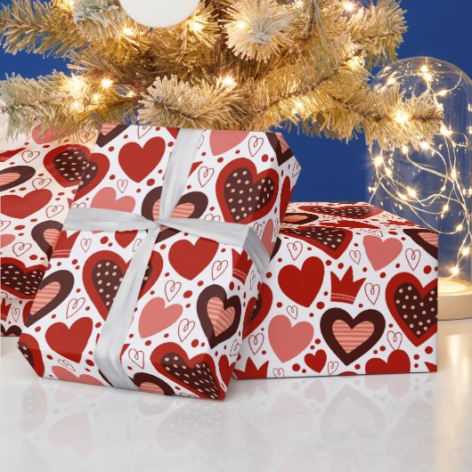 Papier Cadeau Valentines coeur et couronne motif (Vacances)
