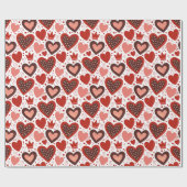 Papier Cadeau Valentines coeur et couronne motif (Plat)