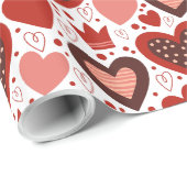 Papier Cadeau Valentines coeur et couronne motif (Coin rond)