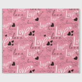 Papier Cadeau Valentines Coeurs et Love Typographie Motif (Plat)