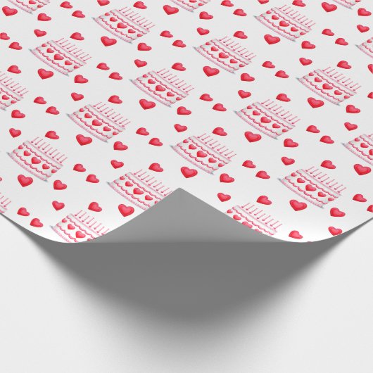 Papier Cadeau Valentine's Day Birthday Cake Pattern (Coin)