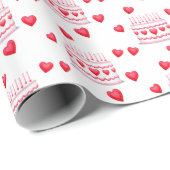 Papier Cadeau Valentine's Day Birthday Cake Pattern (Coin rond)