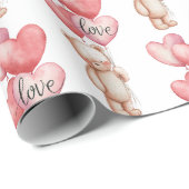 Papier Cadeau Valentine's Day Cute Teddy Bear Wrapping Paper  (Coin rond)