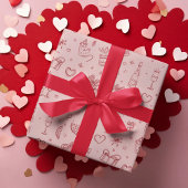 Papier Cadeau Valentine's Day Festive Pattern Wrapping Paper