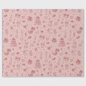 Papier Cadeau Valentine's Day Festive Pattern Wrapping Paper (Plat)