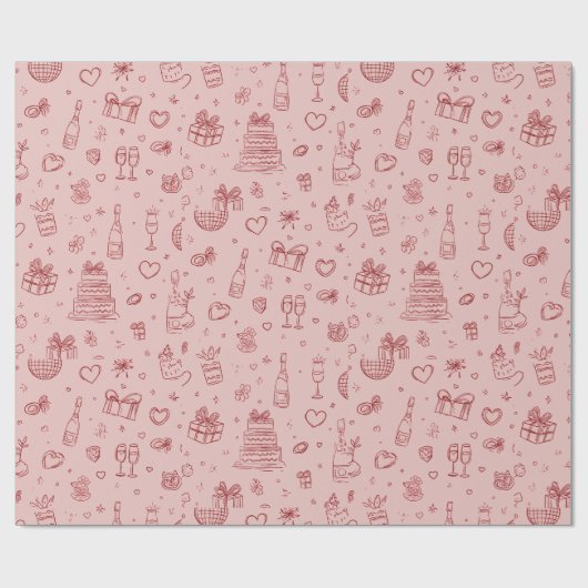 Papier Cadeau Valentine's Day Festive Pattern Wrapping Paper (Plat)