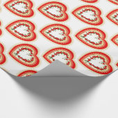 PAPIER CADEAU VALENTINE'S DAY LACE HEART AVEC FLEURS ROUGES (Coin)