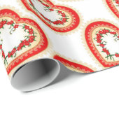 PAPIER CADEAU VALENTINE'S DAY LACE HEART AVEC FLEURS ROUGES (Coin rond)