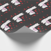 Papier Cadeau Valentines Day Llama Alpaca Hearts Girl Boy Kids (Coin)