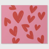 Papier Cadeau Valentine's Day Modern Red & Pink Hearts Script (Plat)
