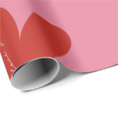 Papier Cadeau Valentine's Day Modern Red & Pink Hearts Script (Coin rond)
