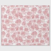 Papier Cadeau Valentine's Day Pink Elegant Roses Wrapping Paper (Plat)