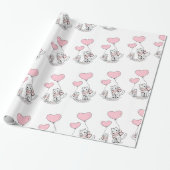 Papier Cadeau Valentine's Day Wrapping Paper Cat Pink Hearts (Déroulé)