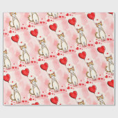 Papier Cadeau Valentine's Day Wrapping Paper Cat Red Hearts (Plat)