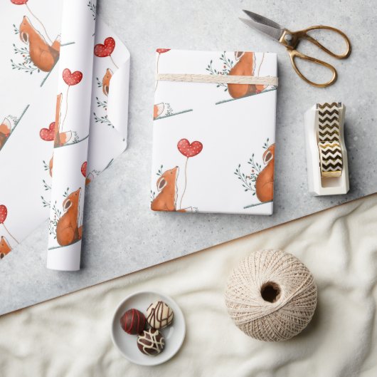 Papier Cadeau Valentine's Day Wrapping Paper Foxy Love Hearts (Artisanat)