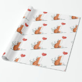 Papier Cadeau Valentine's Day Wrapping Paper Foxy Love Hearts (Déroulé)