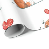 Papier Cadeau Valentine's Day Wrapping Paper Foxy Love Hearts (Coin rond)