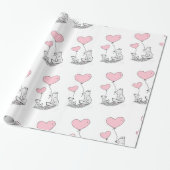 Papier Cadeau Valentine's Day Wrapping Paper Foxy Pink  Hearts (Déroulé)