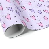 Papier Cadeau Valentine's Day Wrapping Paper Pink & PurpleHearts (Coin rond)