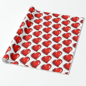 Papier Cadeau Valentine's Day Wrapping Paper Red Hearts (Déroulé)