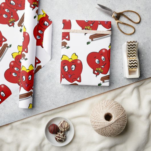 Papier Cadeau Valentine's Day Wrapping Paper Red Hearts Couple (Artisanat)