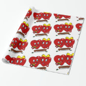 Papier Cadeau Valentine's Day Wrapping Paper Red Hearts Couple (Déroulé)