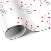 Papier Cadeau Valentine's Day Wrapping Paper Umbrella Red Hearts (Coin rond)