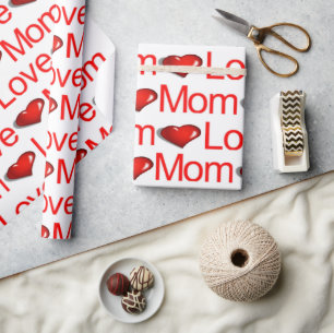 Papier Cadeau Valentine's Day Wrapping Papier Amour Maman Coeurs