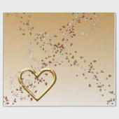 Papier Cadeau Valentine's Day Wrapping Papier Gold Heart (Plat)