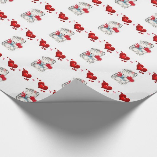 Papier Cadeau Valentine's Day Wrapping Papier Kitten (Coin)