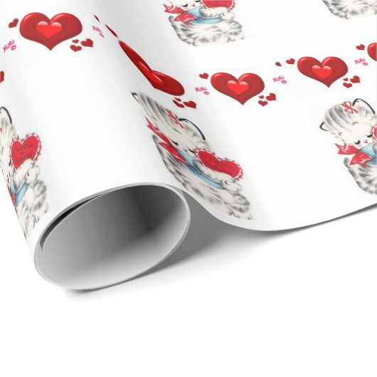 Papier Cadeau Valentine's Day Wrapping Papier Kitten (Coin rond)