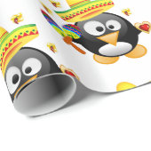 Papier Cadeau Valentine's Day Wrapping Papier Penguin Sombrero (Coin rond)