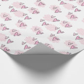 Papier Cadeau Valentine's Day Wrapping Papier rose Coeurs en ray (Coin)
