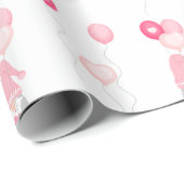 Papier Cadeau Valentines Gnome tenant des ballons (Coin rond)