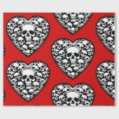Papier Cadeau valentines gothiques crâne de coeur noir (Plat)