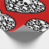 Papier Cadeau valentines gothiques crâne de coeur noir (Coin)