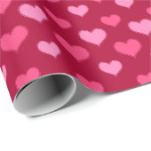 Papier Cadeau Valentines Jour Coeurs Motif Rose rouge (Coin rond)