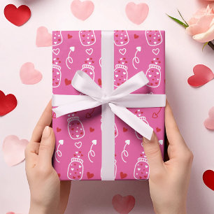 Papier Cadeau Valentines Jour Cute Coeur jarres et flèches