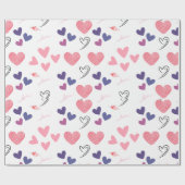 Papier Cadeau valentines jour mignon coeur rose et violet (Plat)