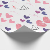 Papier Cadeau valentines jour mignon coeur rose et violet (Coin)