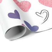 Papier Cadeau valentines jour mignon coeur rose et violet (Coin rond)