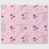 Papier Cadeau valentines jour mignon coeur rose et violet (Plat)