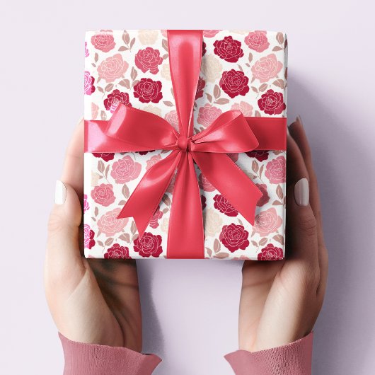 Papier Cadeau Valentine's Pink & Red Roses Wrapping Paper 