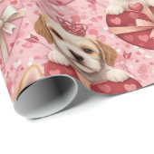 Papier Cadeau Valentine's Puppies Wrapping Paper (Coin rond)